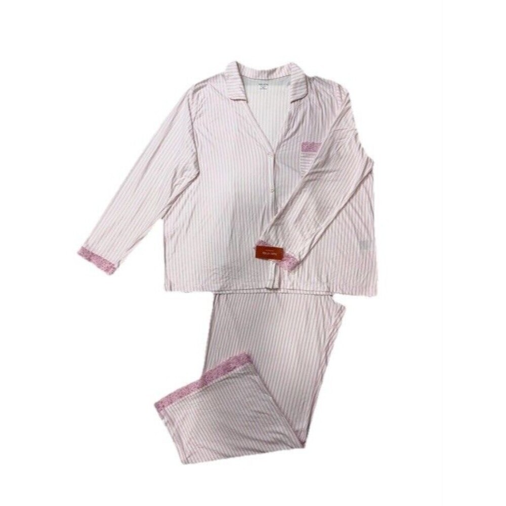 State of Day Macy’s Pink Stripe Pajama Set Lace Trim Modal Tencel 2-Piece XXL - Picture 3 of 5